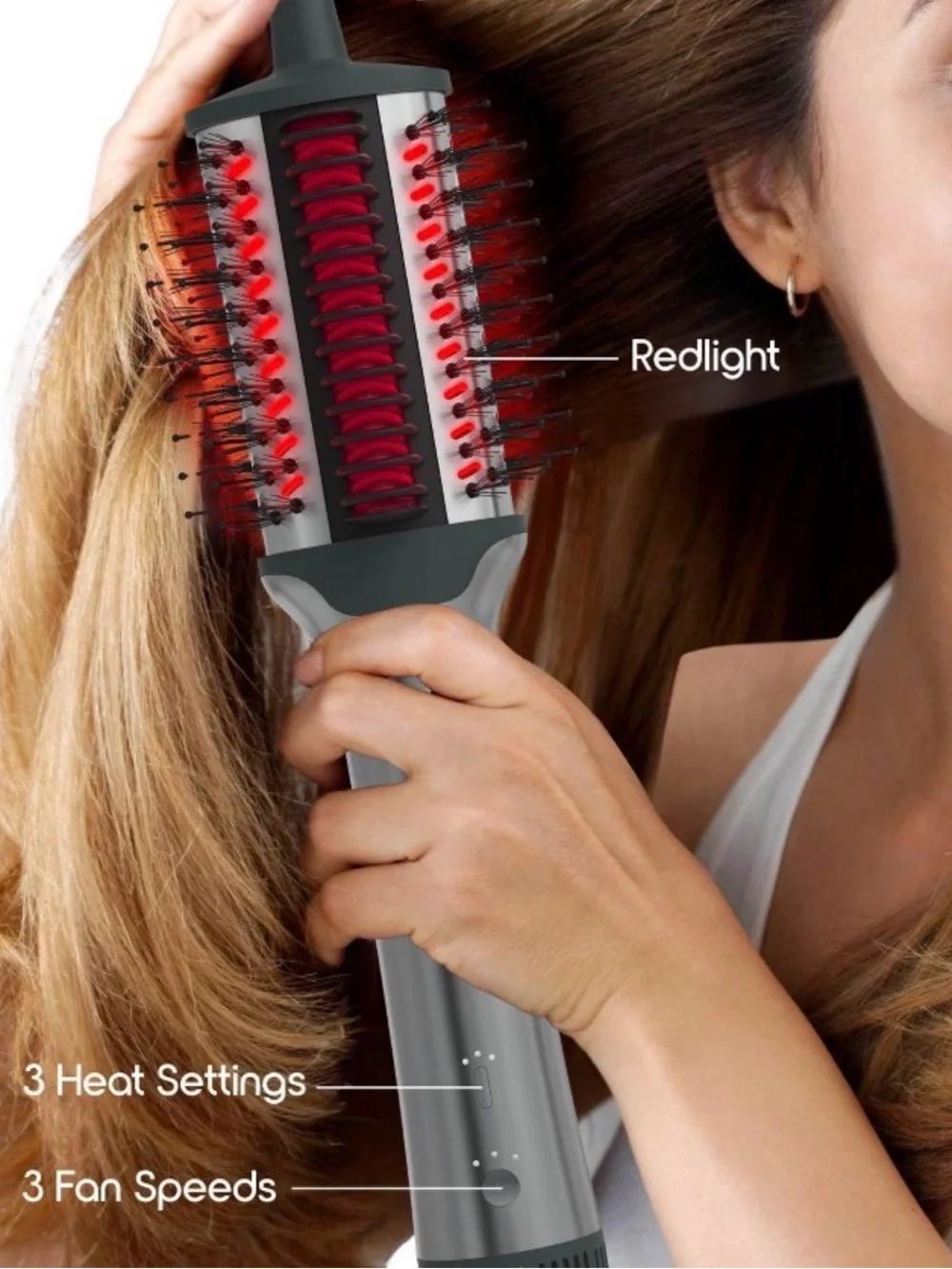 SLF Red Light Therapy 5-In-1 Ionic Dry Hair Brush & Heat Combo